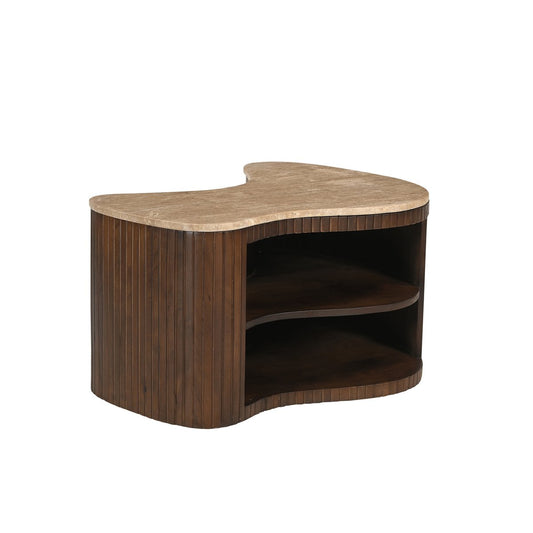 Tv-meubel van massief mangohout met gebogen design – ook als salontafel