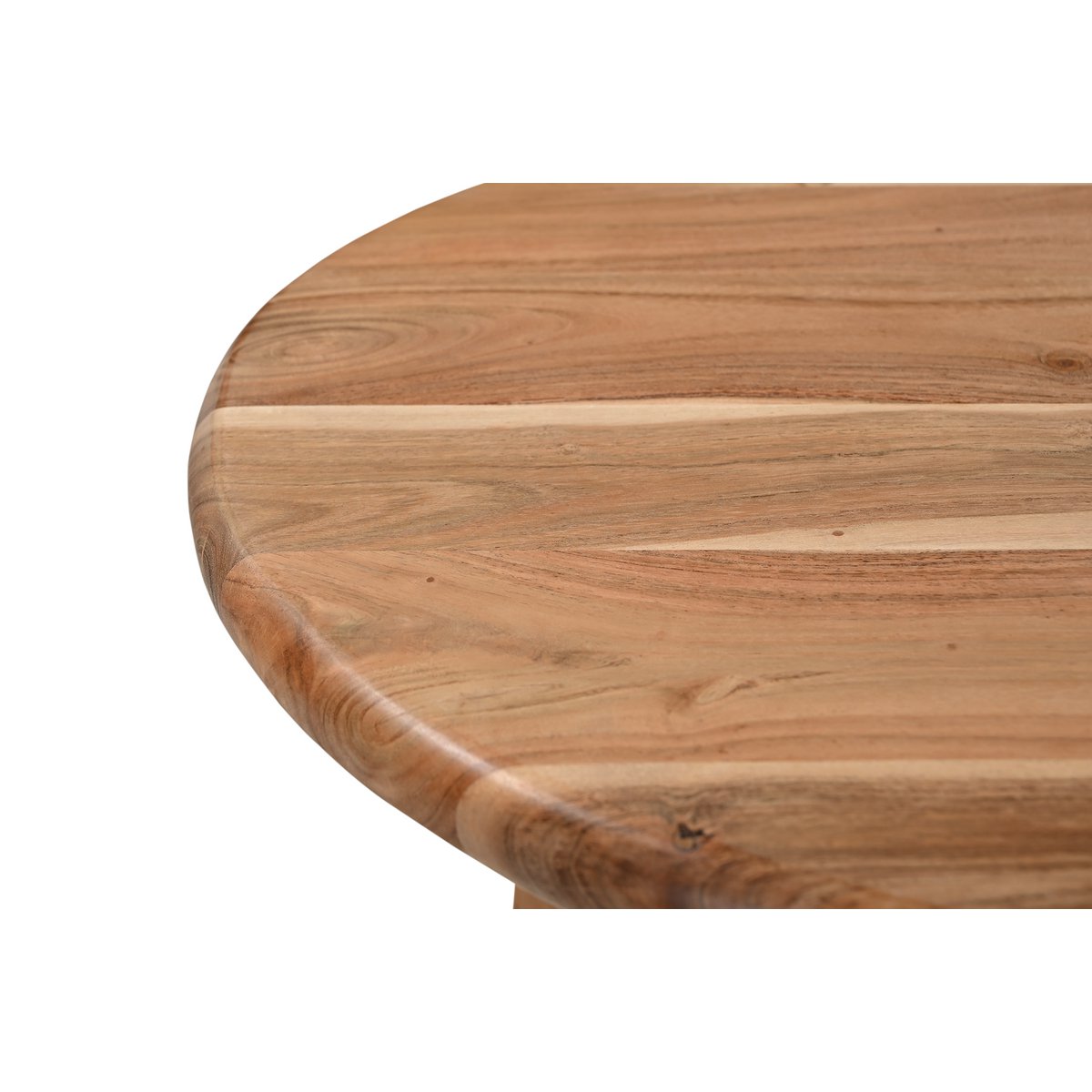 Zijtafel van massief acaciahout met asymmetrisch frame – rond tafelblad (4 cm)