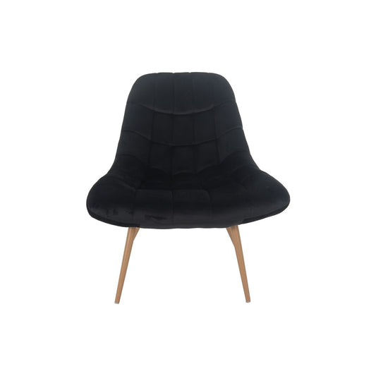 Fauteuil XXL fluweel zwart met houtlook poten – SalesFever