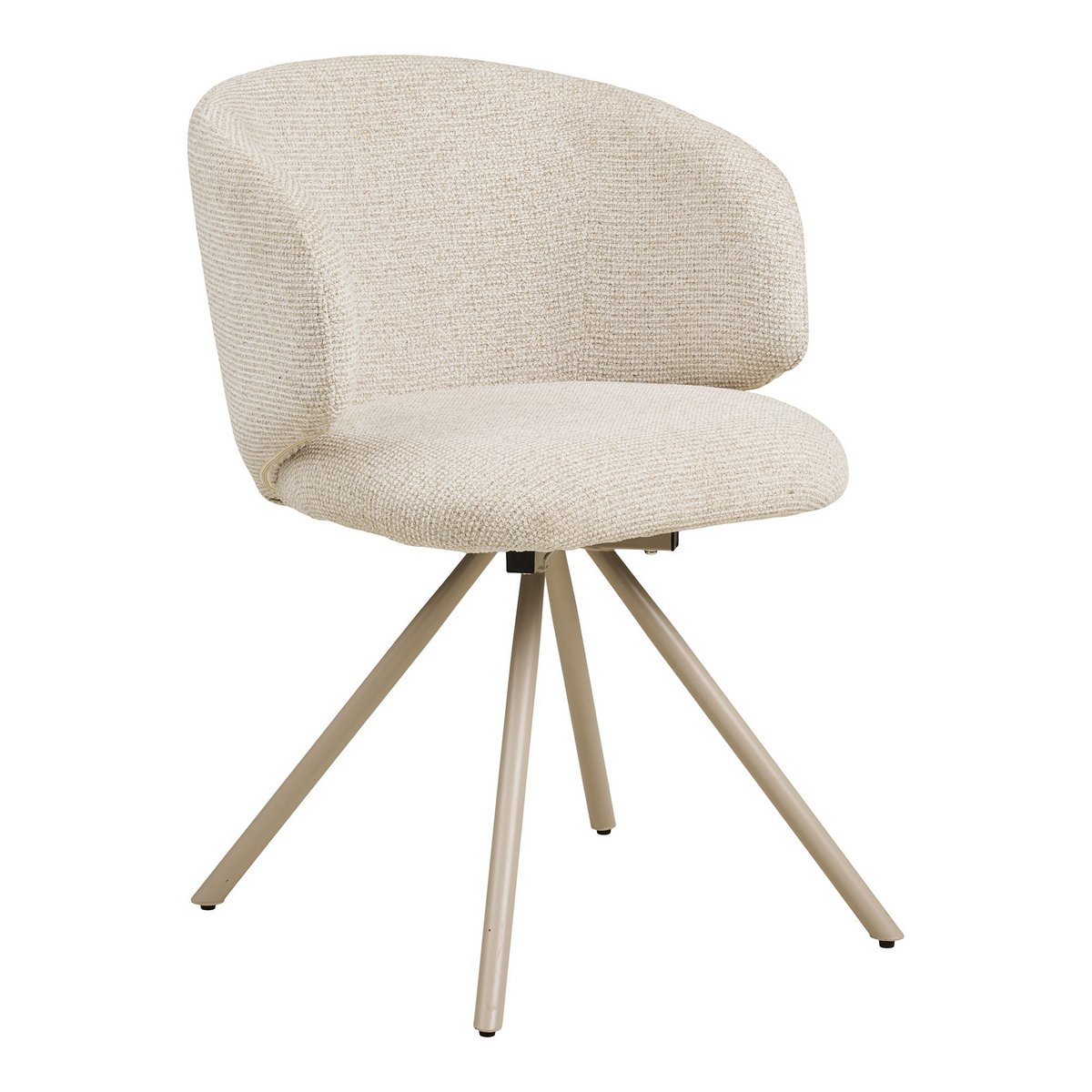 Set van twee House Nordic Fulham eetkamerstoelen in zandkleur met draaifunctie en stalen poten, perfect voor een modern interieur