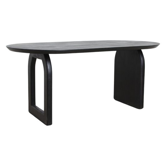 Bullnose eettafel zwart – massief mangohout (mix onderstel) — eettafel kopen bij MEUBELIER