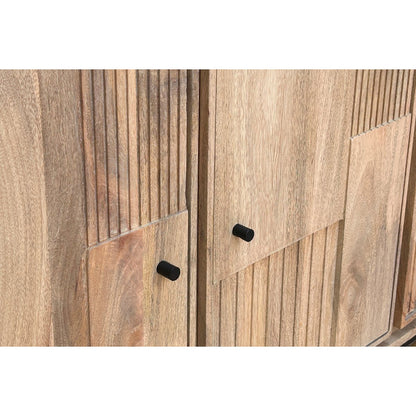 Dressoir met 3 deuren van mangohout – lamellenfront en zwarte poten