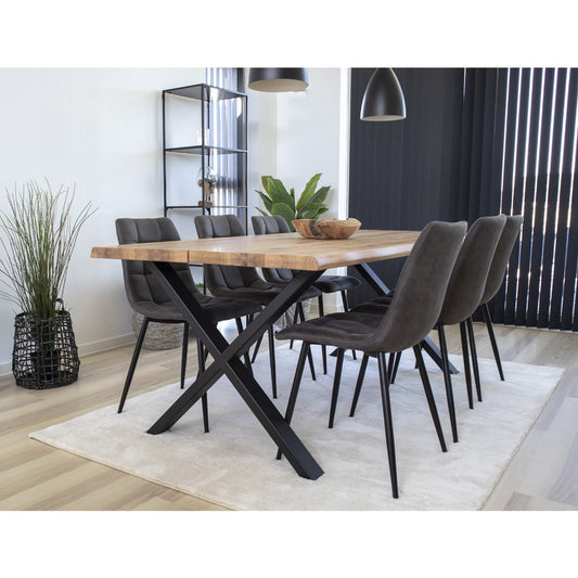 House Nordic Middelfart Eetkamerstoel – Grijs Microvezel & Staal (Set van 2)