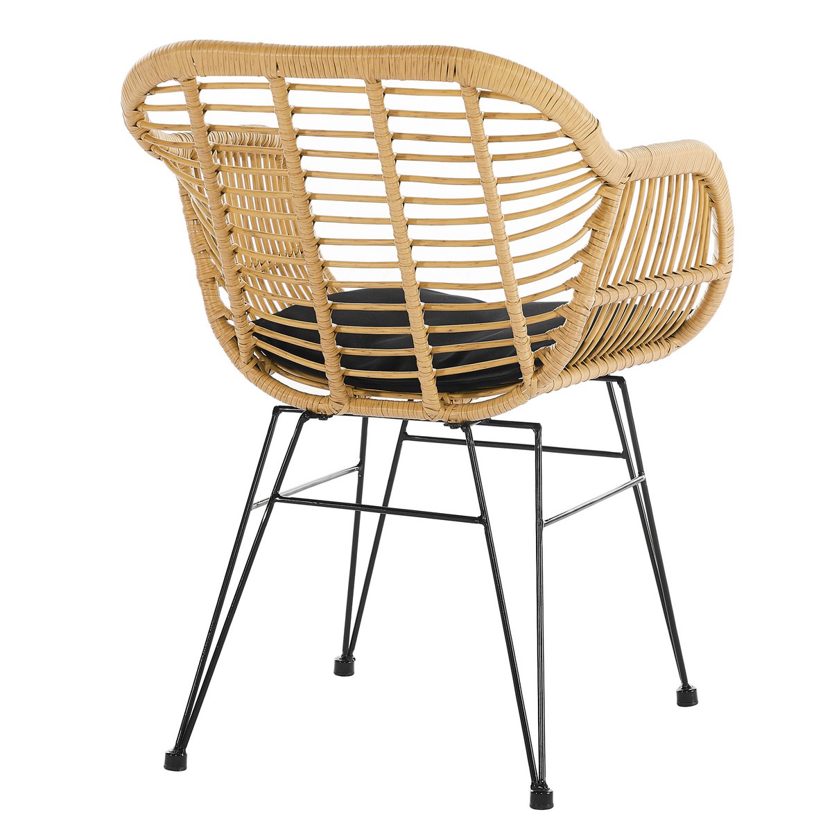 SalesFever Set van 2 eetkamerstoelen in rotan look, naturel – binnen & buiten