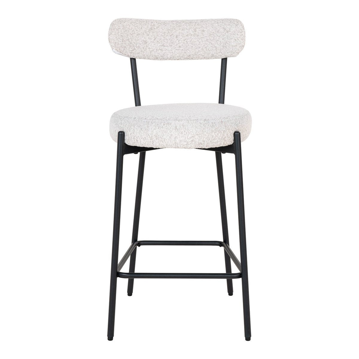 Badalona Counter Chair - Wit Bouclé, zwarte poten, 46x39x90 cm
