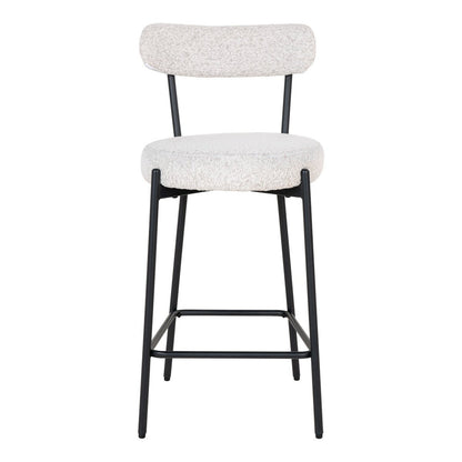 Badalona Counter Chair - Wit Bouclé, zwarte poten, 46x39x90 cm