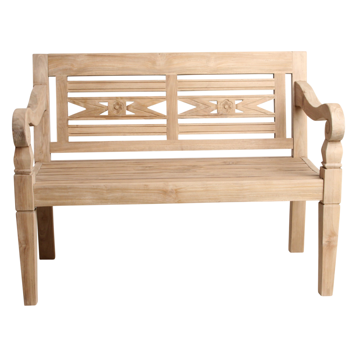 Boho tuinbank – teakhout – 120 cm — achteraanzicht — MEUBELIER