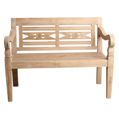 Boho tuinbank – teakhout – 120 cm — achteraanzicht — MEUBELIER