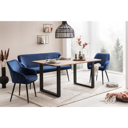 Bank 160 cm fluweel blauw met diamantstiksel
