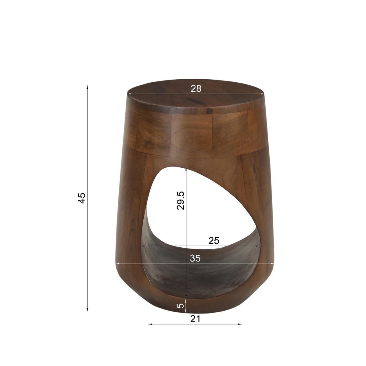 Zijtafel van massief mangohout met open vak – bruin