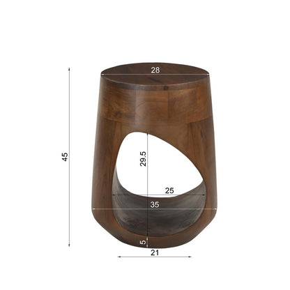 Zijtafel van massief mangohout met open vak – bruin