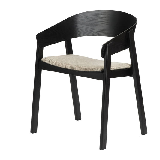 Edo Wooden Fauteuil Zwart (Set van 2) — zijaanzicht