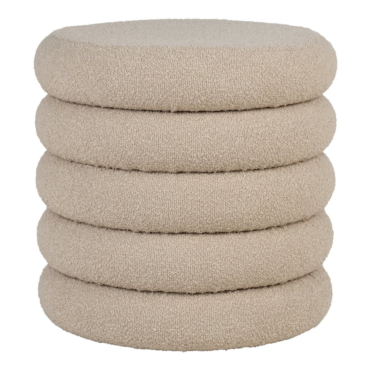 Brooklyn Poef met Opbergruimte – Beige Bouclé Ø44 x H44 cm