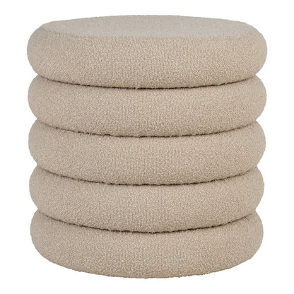 Brooklyn Poef met Opbergruimte – Beige Bouclé Ø44 x H44 cm