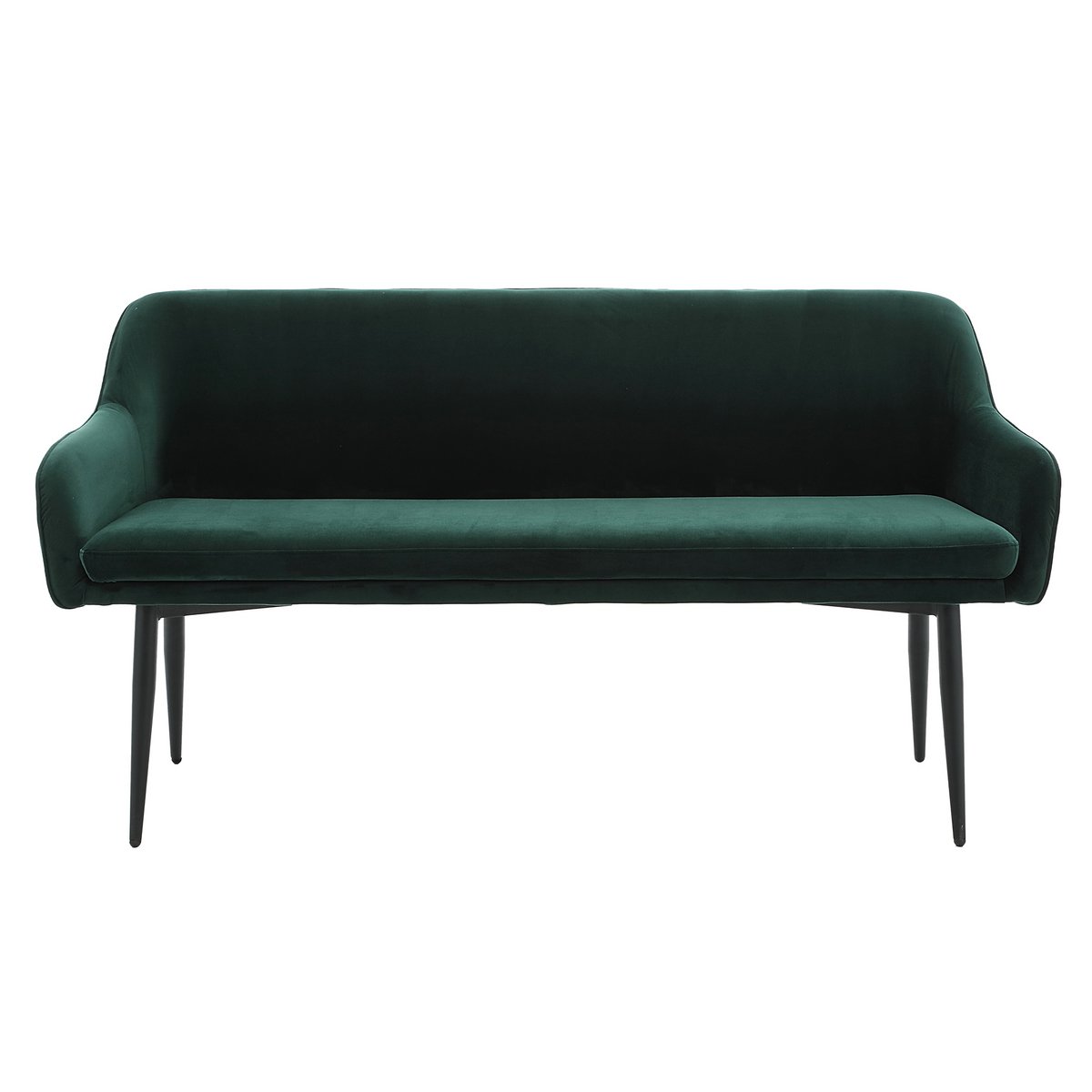 Bank 160 cm fluweel dennengroen – luxe eetkamerbank met armleuningen