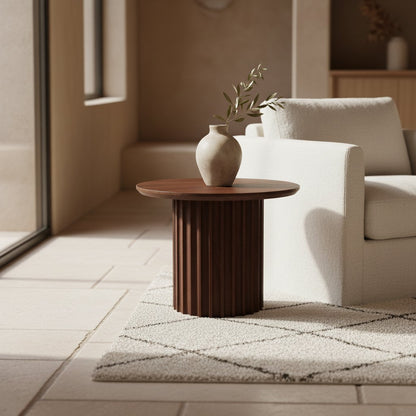Bullnose bijzettafel bruin 55 cm – mangohout met karakter — bijzettafel kopen bij MEUBELIER