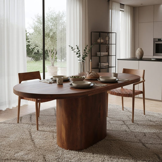 Bullnose langwerpige eettafel van mangohout – 180/200/240 cm