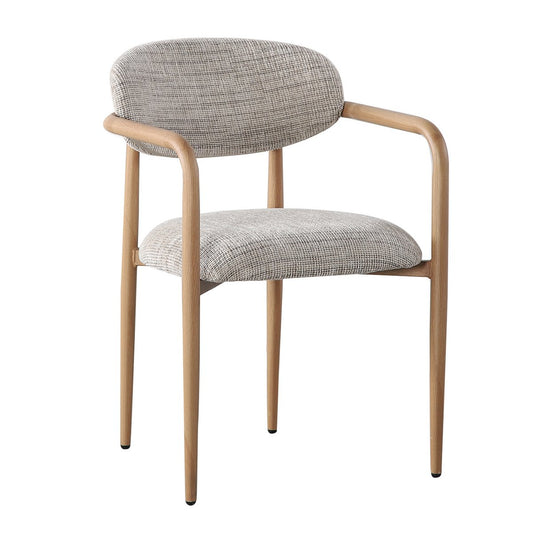 Set van twee Pole To Pole Sakestoel Okura eetkamerstoelen in beige, met houten lookalike frame en comfortabele zitting, Japandi stijl