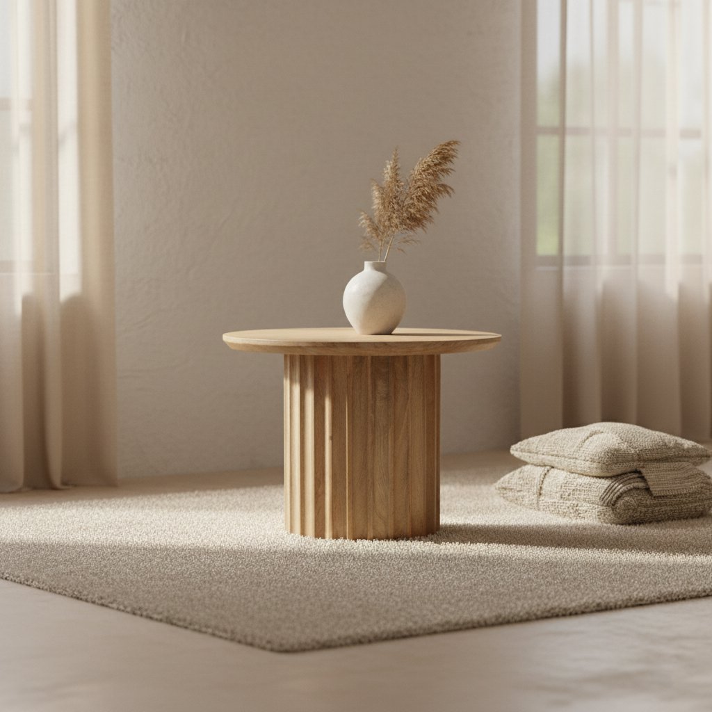 Bullnose bijzettafel naturel 55 cm – mangohout met handgesneden poten