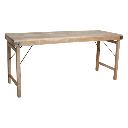 Limewash markttafel/eettafel – inklapbaar, gerecycled hardhout