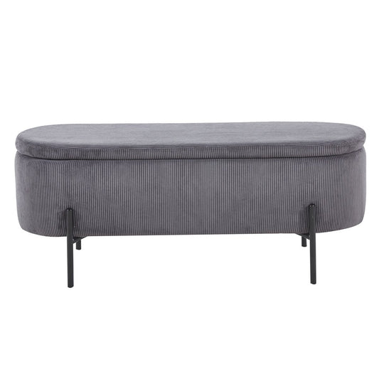 Bedbank met opbergruimte – grijs corduroy, 110 cm