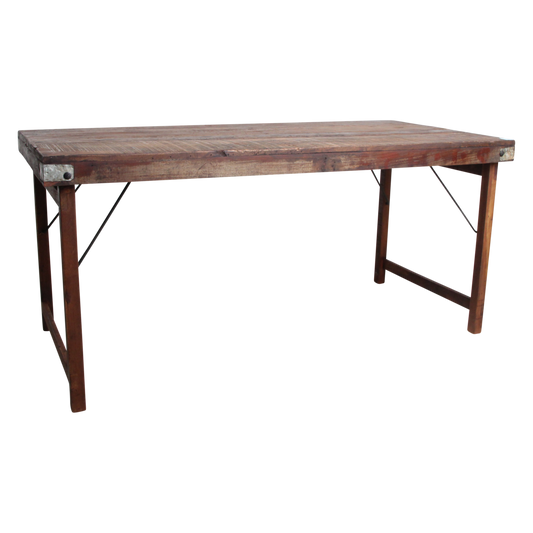 Eettafel bruin opklapbaar – Vintage gerecycled hardhout