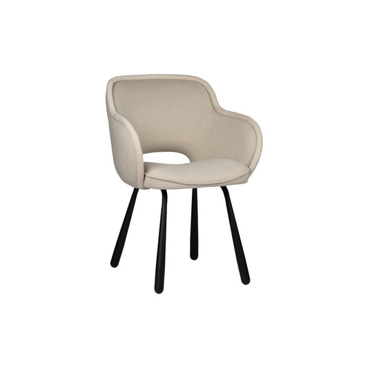 Pole To Pole Olifant Stoel Steen in beige, een moderne design eetkamerstoel met een uniek silhouet en metalen onderstel