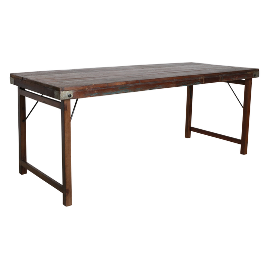 Eettafel bruin opklapbaar XL – Authentiek vintage gerecycled hardhout
