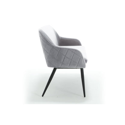 Bank 160 cm fluweel grijs – luxe eetkamerbank met armleuningen