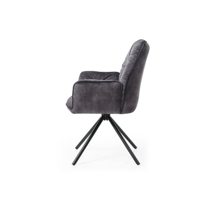 SalesFever Eetkamerstoel met 360° draaifunctie – Zwart velvet