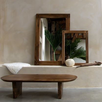 Bullnose salontafel bruin van massief mangohout — sfeerimpressie — MEUBELIER