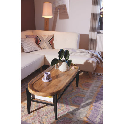 Tom Tailor T-TRAY TABLE LONG salontafel – mangohout & staal (120x50 cm)