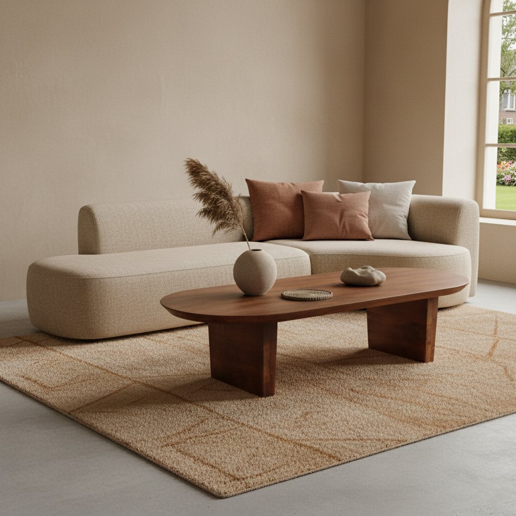 Bullnose salontafel bruin van massief mangohout — salontafel kopen bij MEUBELIER