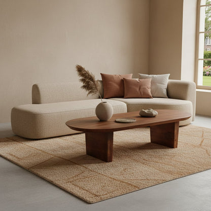 Bullnose salontafel bruin van massief mangohout — salontafel kopen bij MEUBELIER