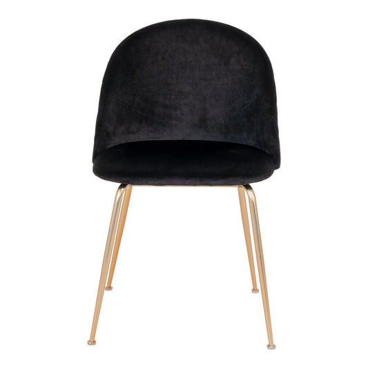 House Nordic Geneve Eetkamerstoel - Zwart Fluweel & Messinglook - Set van 2