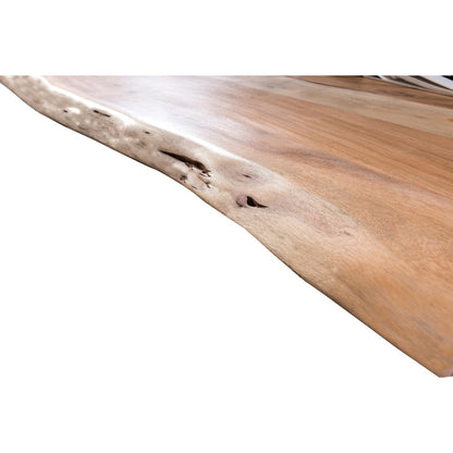 Acaciahouten eettafel 160x85 cm met natuurlijke boomrand – antiek zwart frame