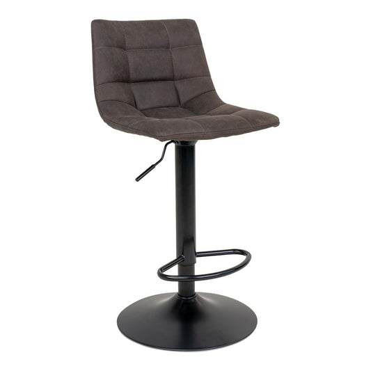 Middelfart Barstoel Donkergrijs – Set van 2 | Microvezel & Zwart Metaal (43x43x88–108 cm)