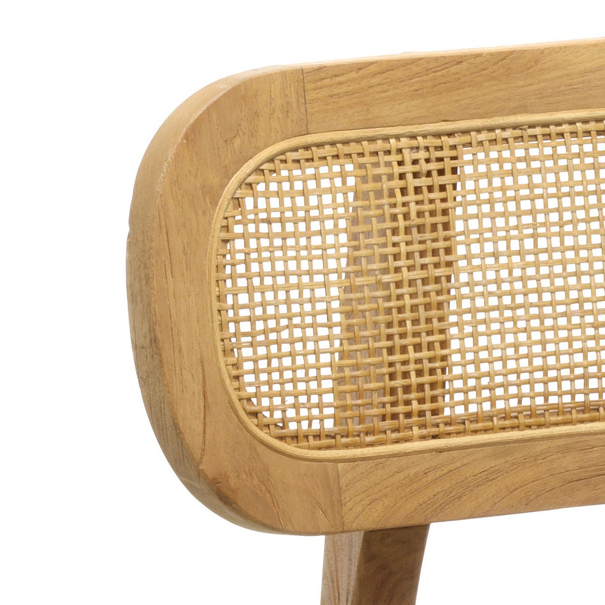 De Nova Stoel - Naturel | Teakhout met Rattan — achteraanzicht — MEUBELIER
