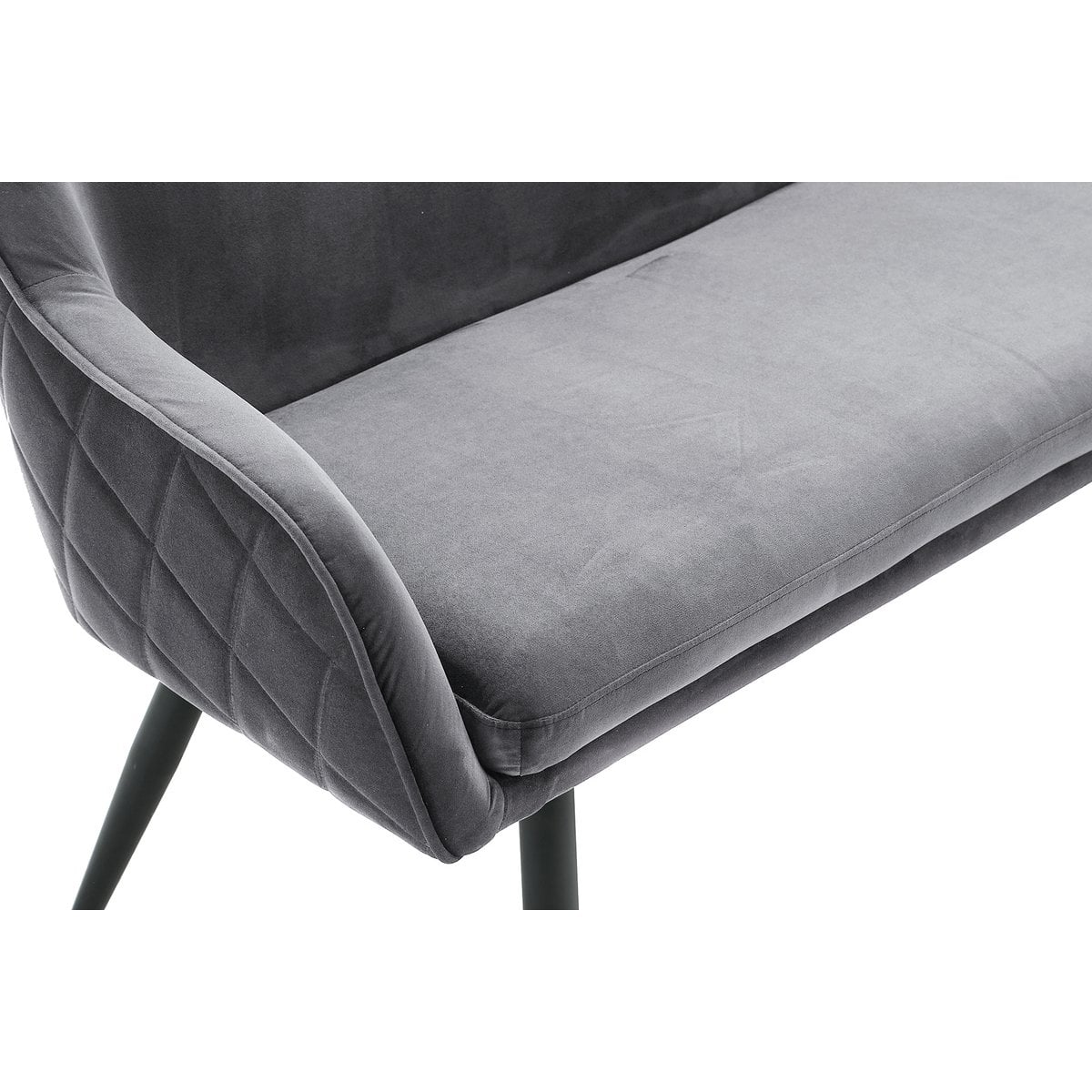 Bank 160 cm fluweel grijs – luxe eetkamerbank met armleuningen