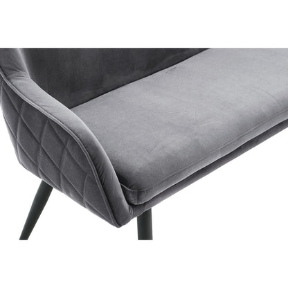 Bank 160 cm fluweel grijs – luxe eetkamerbank met armleuningen