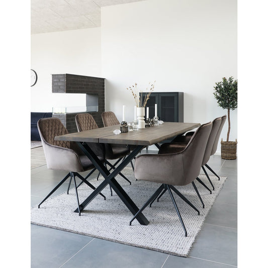 House Nordic Harbo Eetkamerstoel met Draaiknop - Lichtbruin Fluweel