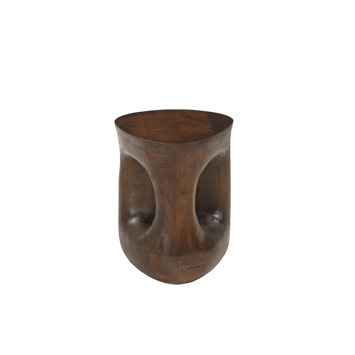 Zijtafel van massief mangohout – asymmetrisch design met open vak
