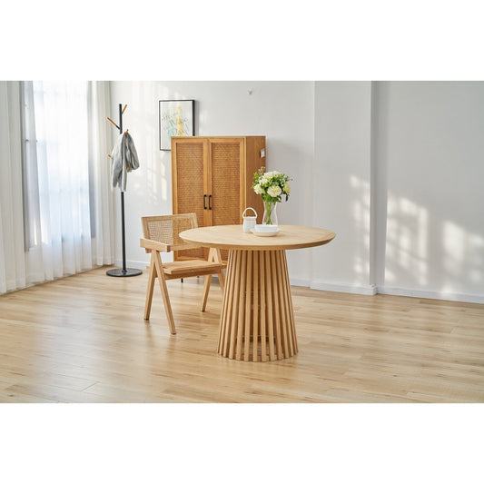 SIT Möbel Armleunstoel Hevea-hout & Rotan – Bruin | Eetkamerstoel