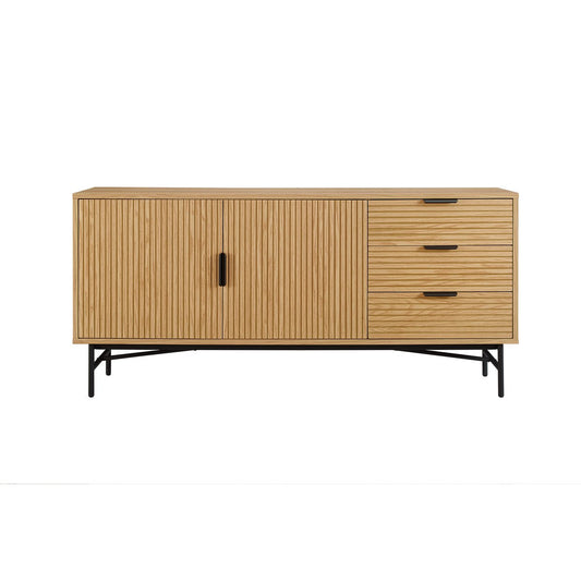 Dressoir 160 cm – Eiken echt houtfineer met zwart metalen frame