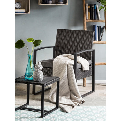 Zitgroep 3-delig rotan – 2 stoelen + bijzettafel (grijs/groen) — maatoverzicht — MEUBELIER