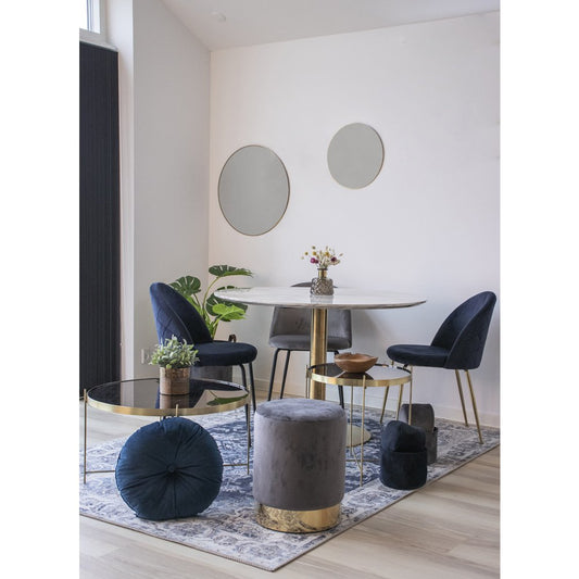 House Nordic Geneve Eetkamerstoel Grijs Fluweel Zwarte Poten (Set van 2)