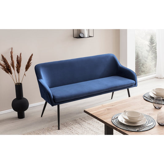 Bank 160 cm fluweel blauw met diamantstiksel