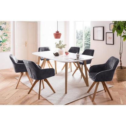 SalesFever eetkamerstoel vintage fluweel velours – zwart (180° draaibaar)