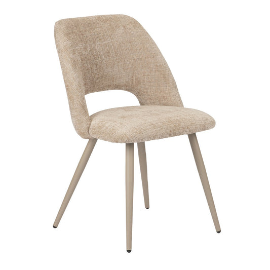 Set van twee Pole To Pole Boogstoel Crème eetkamerstoelen met zachte stof en poedercoat stalen poten, modern design