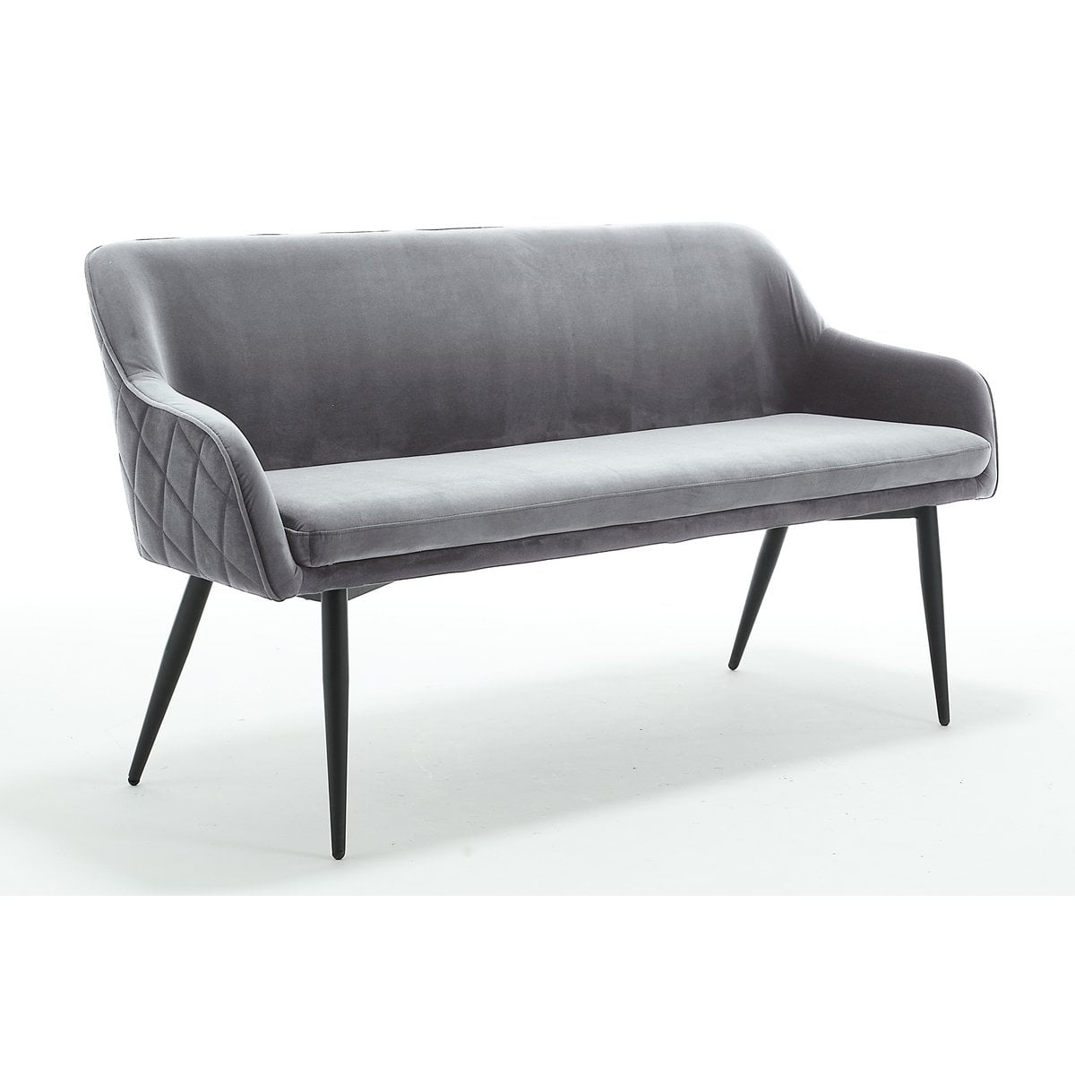 Bank 160 cm fluweel grijs – luxe eetkamerbank met armleuningen
